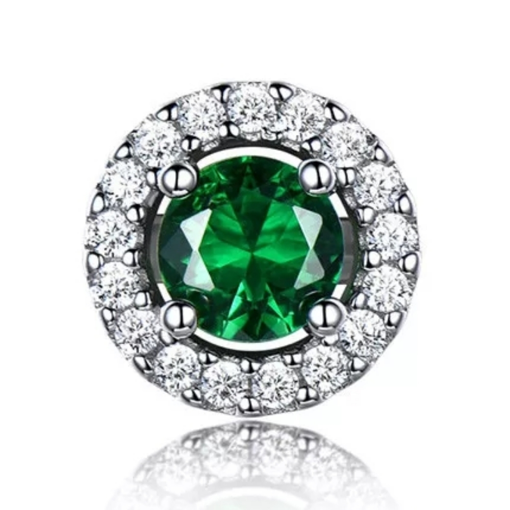 925 silver wedding green diamond earrings - Picture 4 of 4